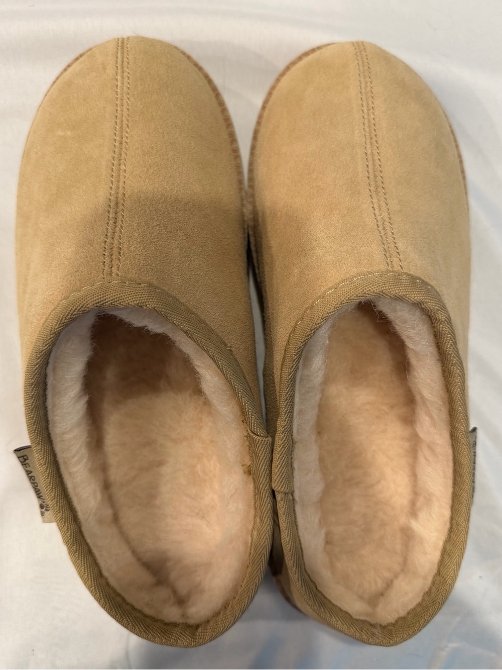 BEARPAW Women’s Size 10 Tan Suede Shearling Fur Lined Slip On